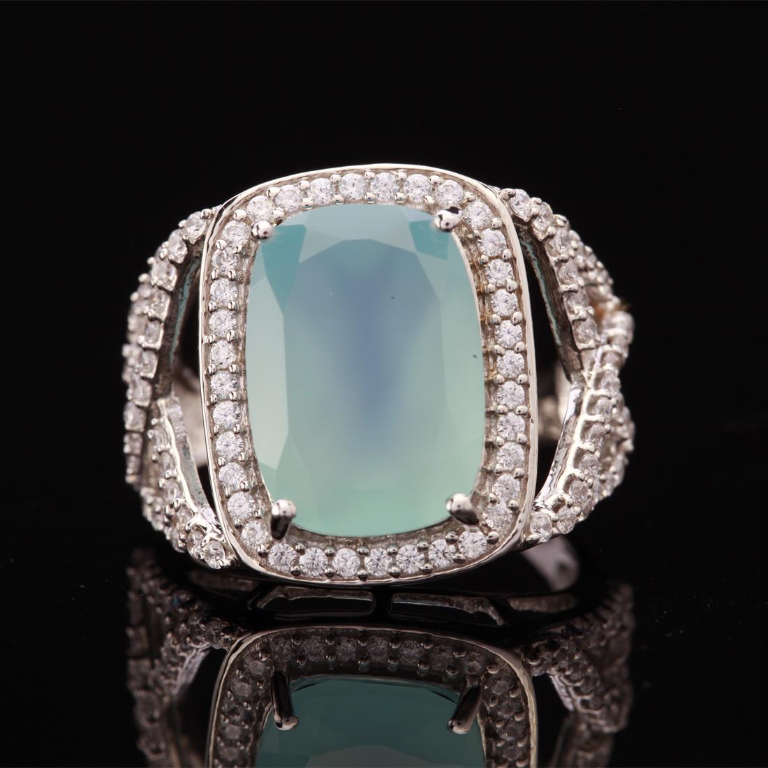 Size 7.5 Sterling Slv Blue Chalcedony & Topaz Ring (1 of 3)