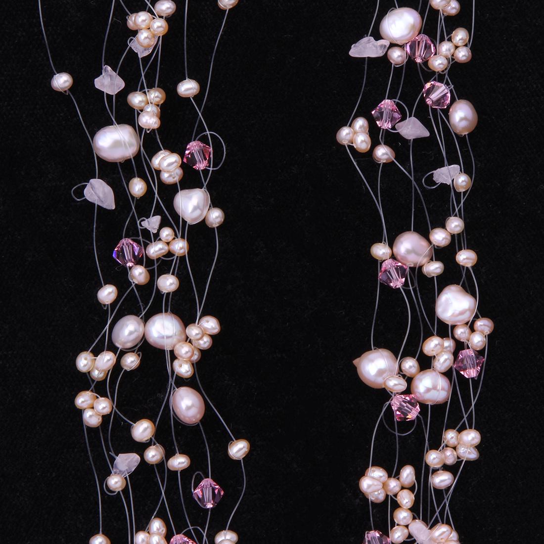 Multi Strand Illusion Pearl and Crystal Necklace (1 of 2)