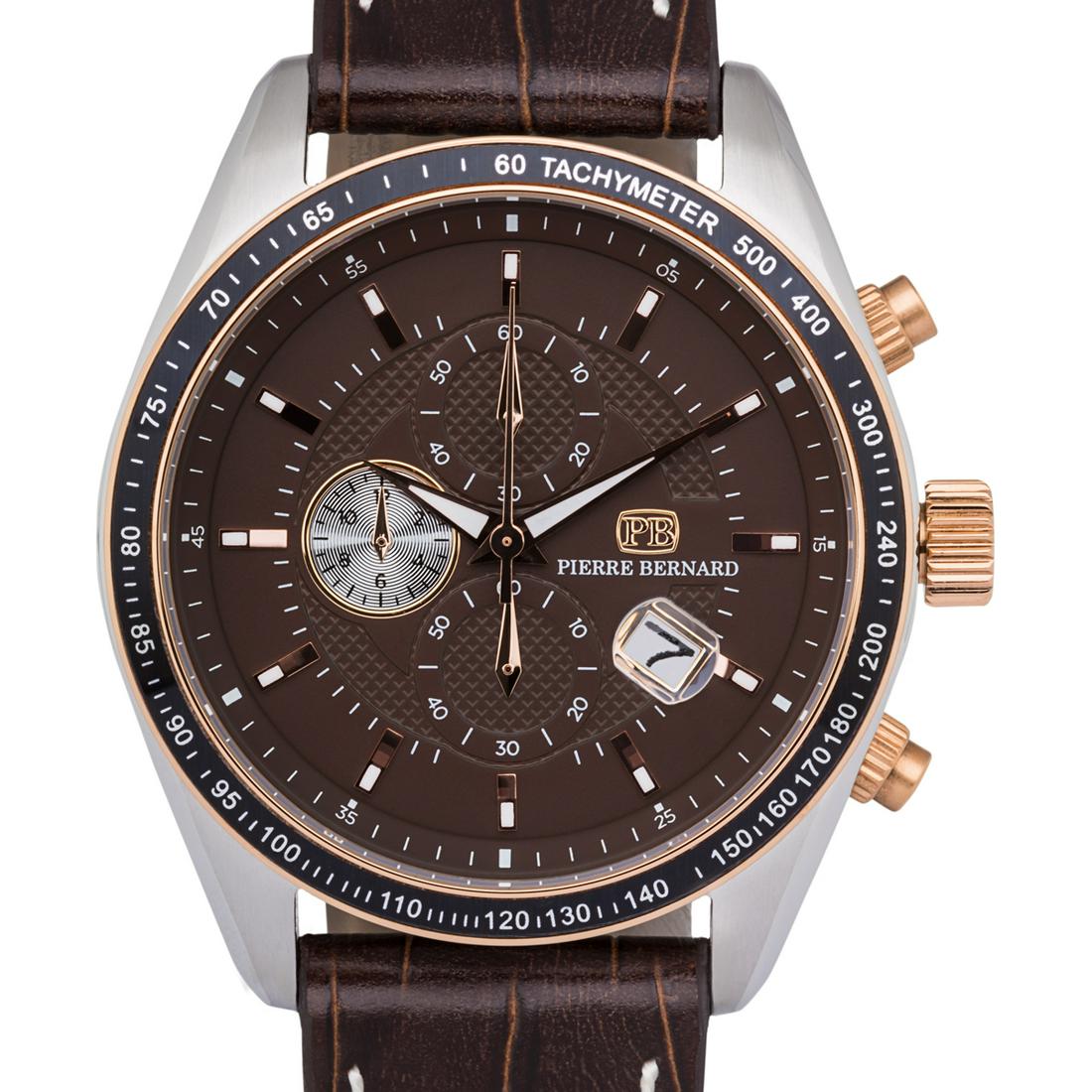 Pierre Bernard Esperto Mens Watch, Dark Brown Genuine (1 of 3)