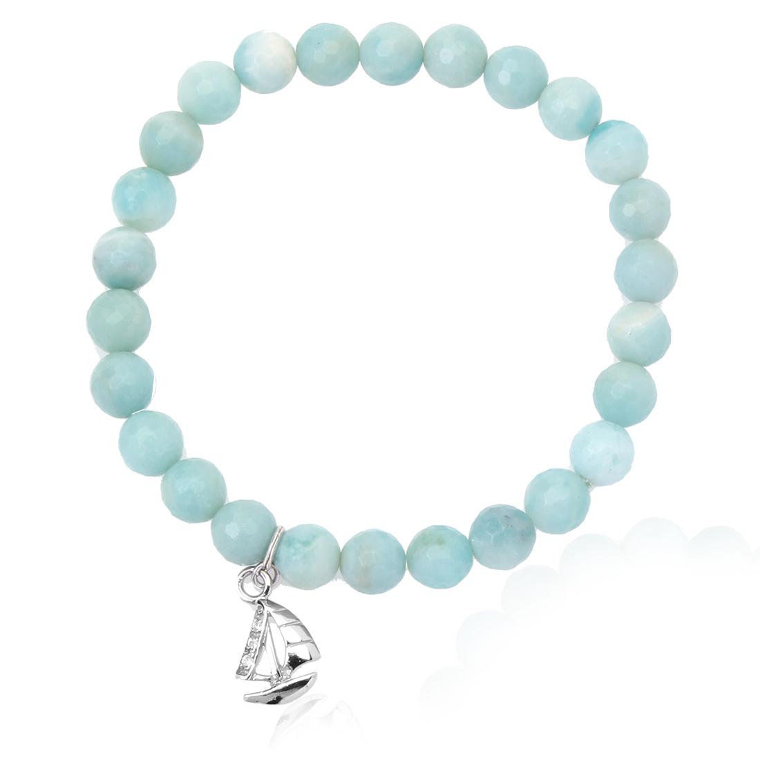 Amazonite Beaded With Charm Stretch Bracelet (1 of 2)