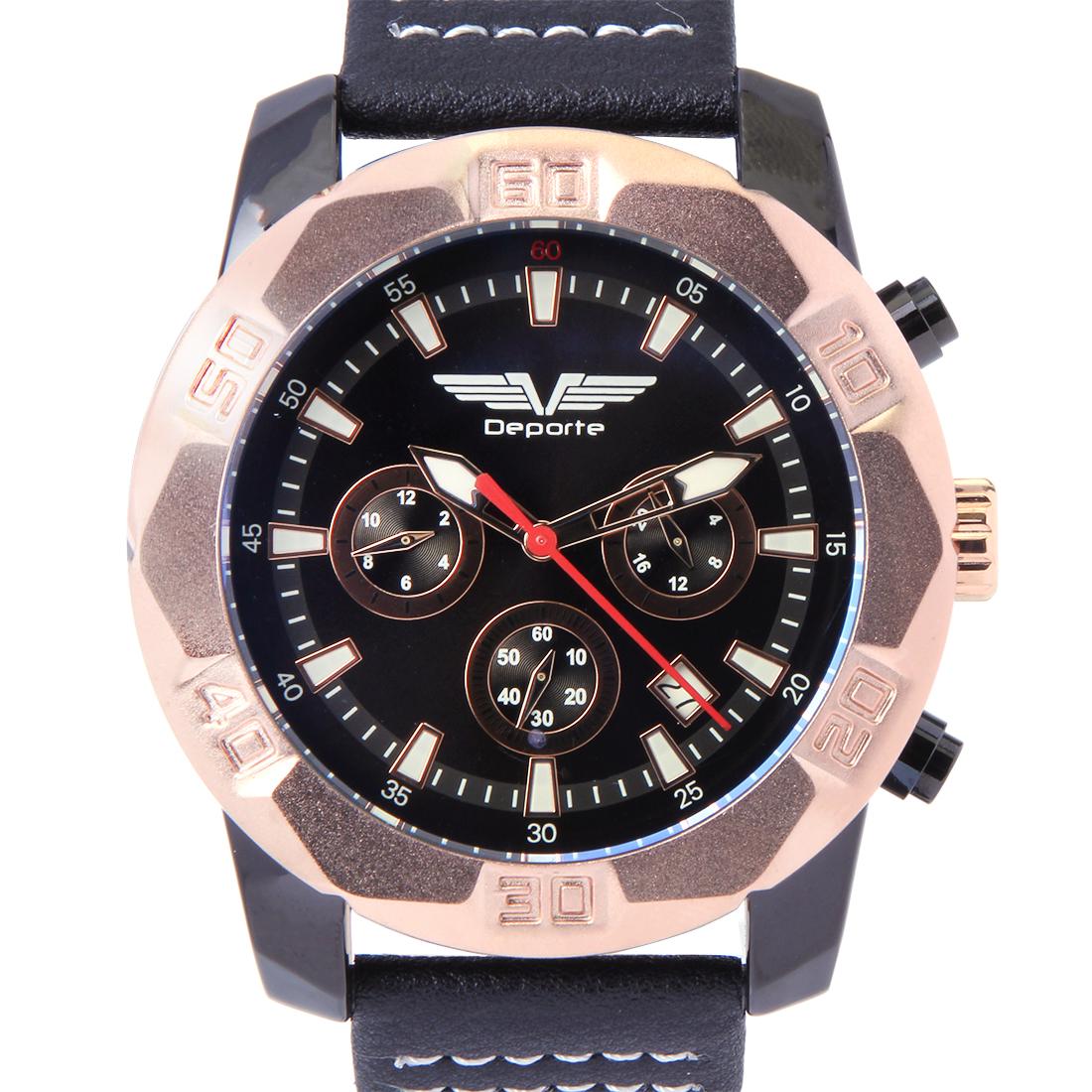 Deporte D-T Rose Gold On Black Men's Sport Watch (1 of 3)
