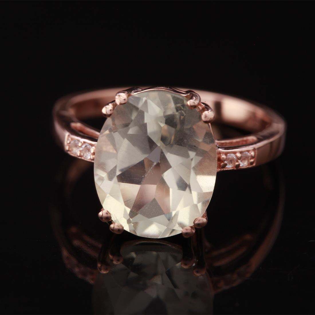 Sz 6 Rosegold Over Silver Green Amethyst Ring (1 of 3)