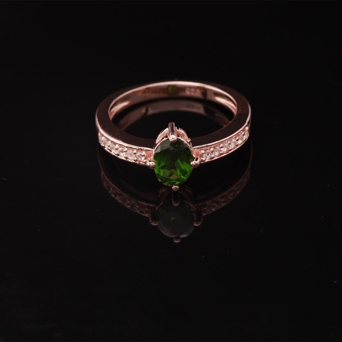 Sz 6 Chrome Diopside & Topaz Sterling Slv Ring (1 of 3)
