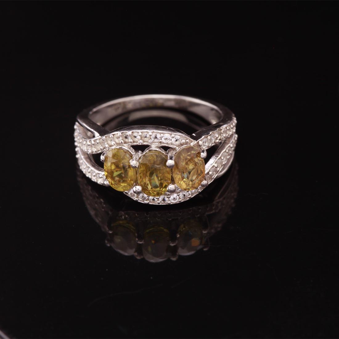 Size 6.5 Sphene & White Topaz Sterling Silver Ring (1 of 3)