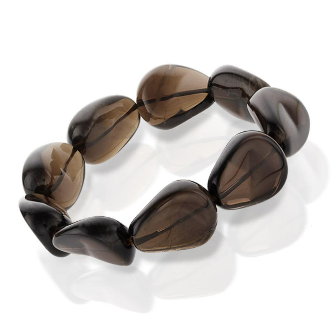 Genuine Smoky Quartz Stretch Bracelet, 7.5" (1 of 1)