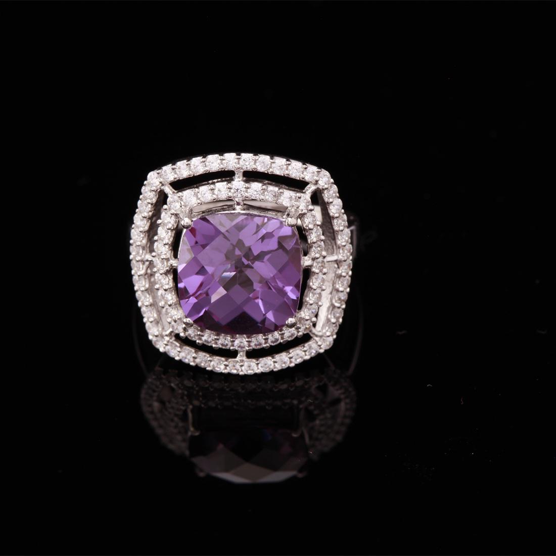 Size 6 Sterling Checkerboard Syn Alexandrite Ring (1 of 3)