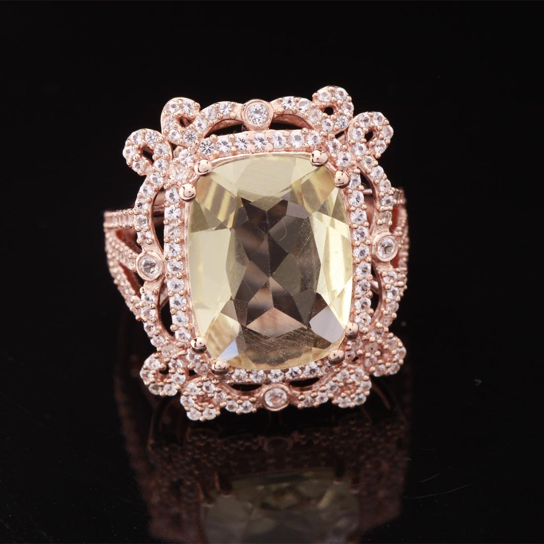 Size 8 Rosegold Over Slv Lemon Qtz Statement Ring (1 of 3)