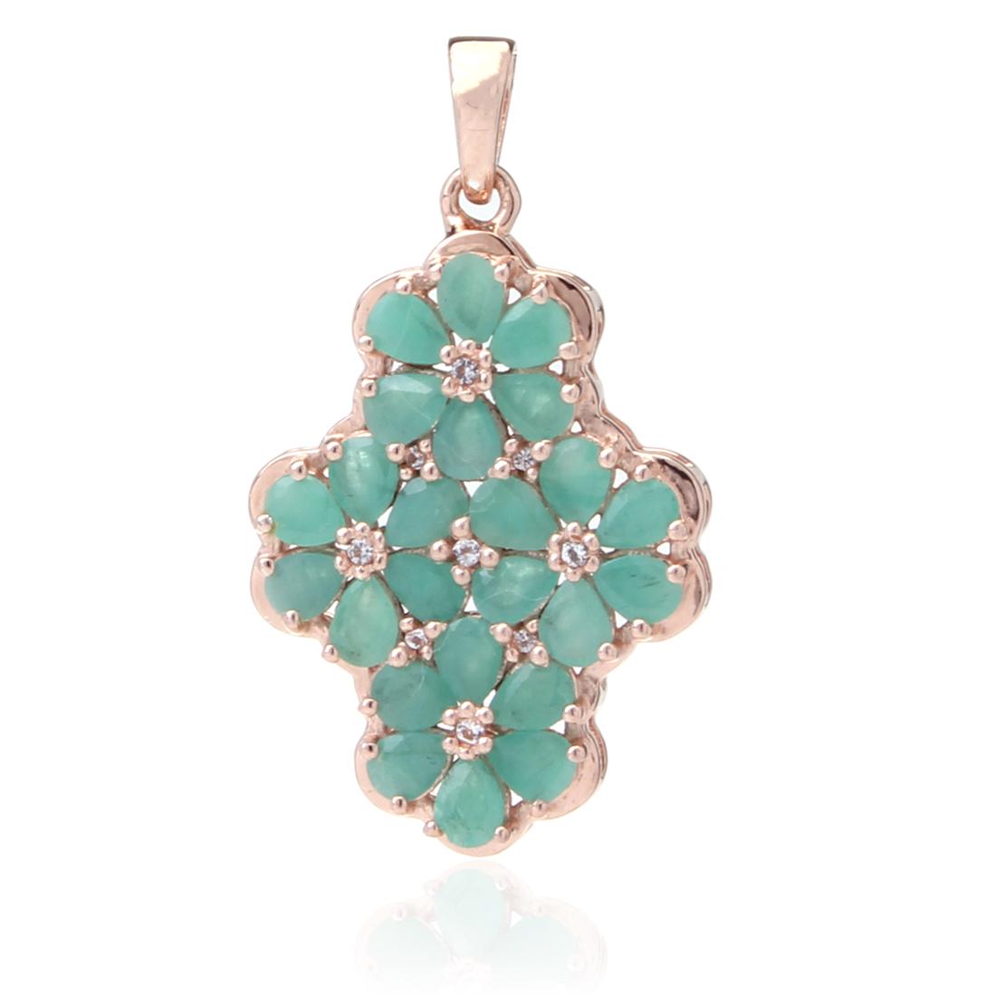 Rose Gold Gp Over Silver Emerald & Topaz Pendant (1 of 2)