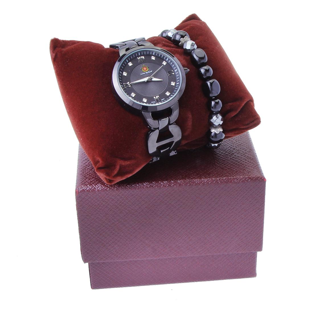 Louis Richard Watch-Black & Bead Stretch Bracelet (1 of 3)