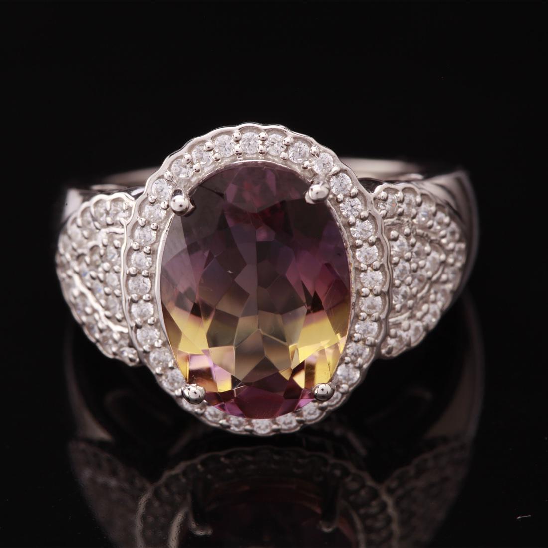 Size 7.5 Sterling Slv Nano Ametrine & Zircon Ring (1 of 3)