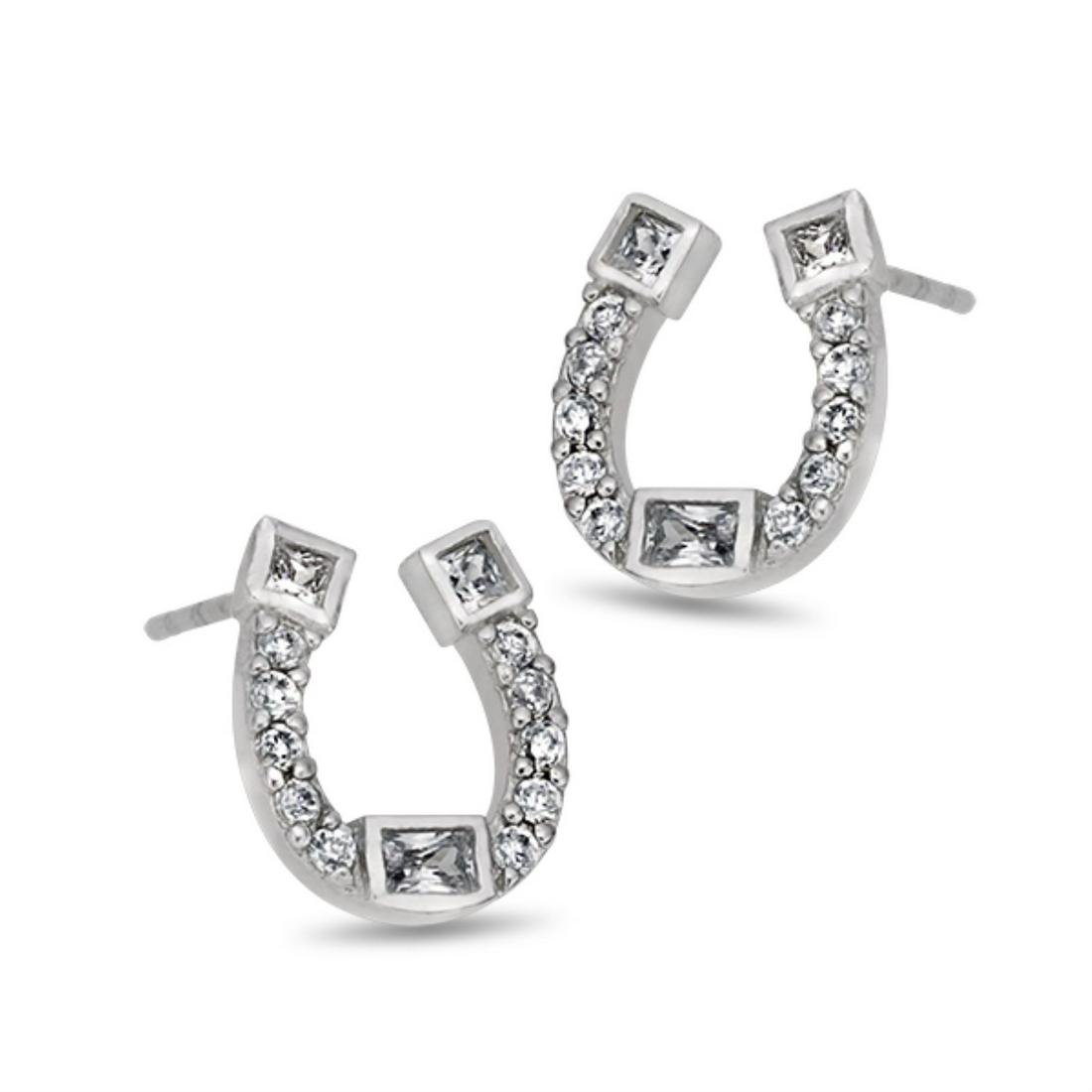 Simulated Diamond Horseshoe Stud Earring (1 of 1)