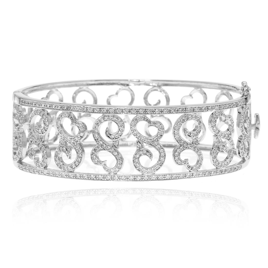 KLEO Sterling Silver Swirls Hinged Bangle 7" (1 of 3)