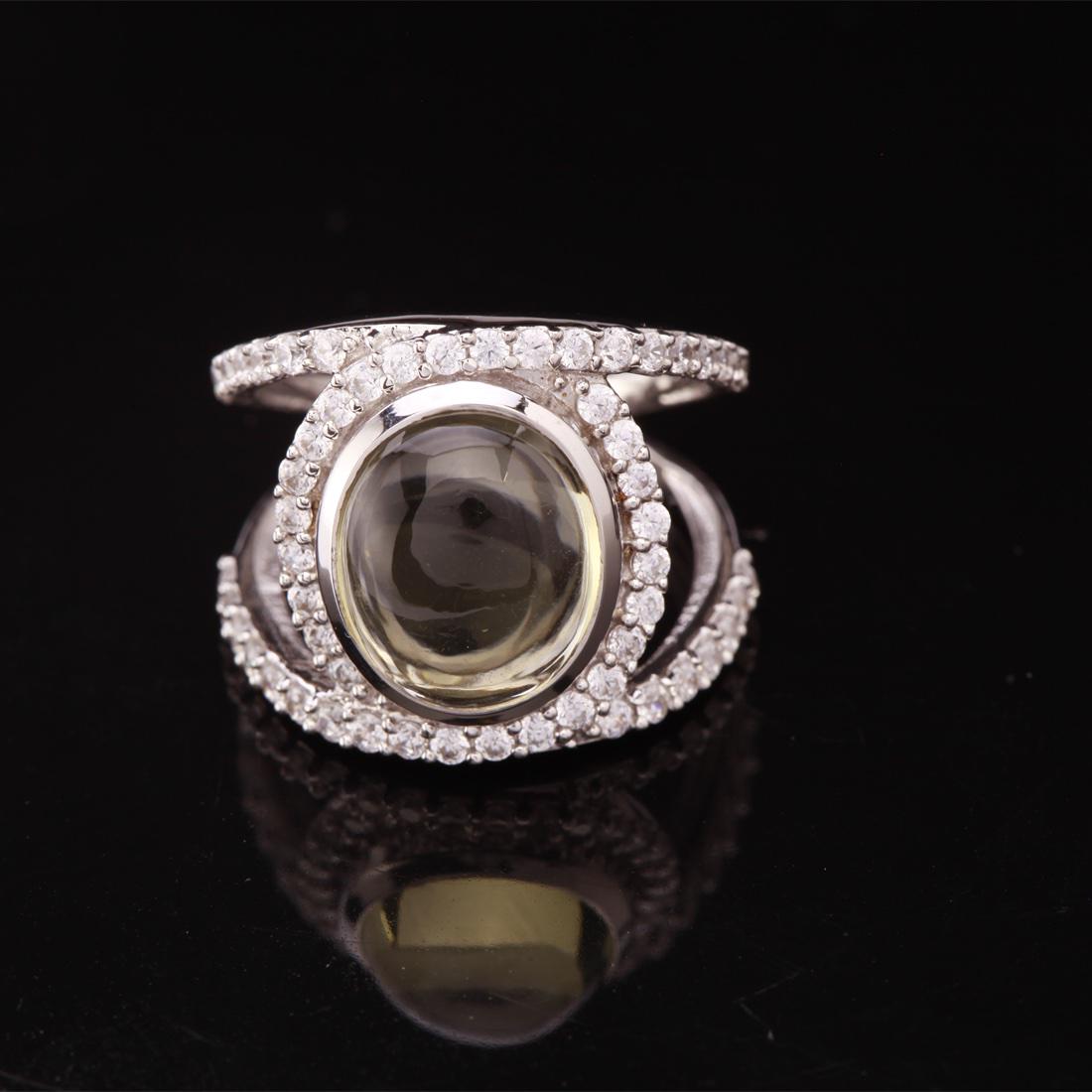 Sz 9 Negative Space Lemon Qtz & Zircon Slv Ring (1 of 3)