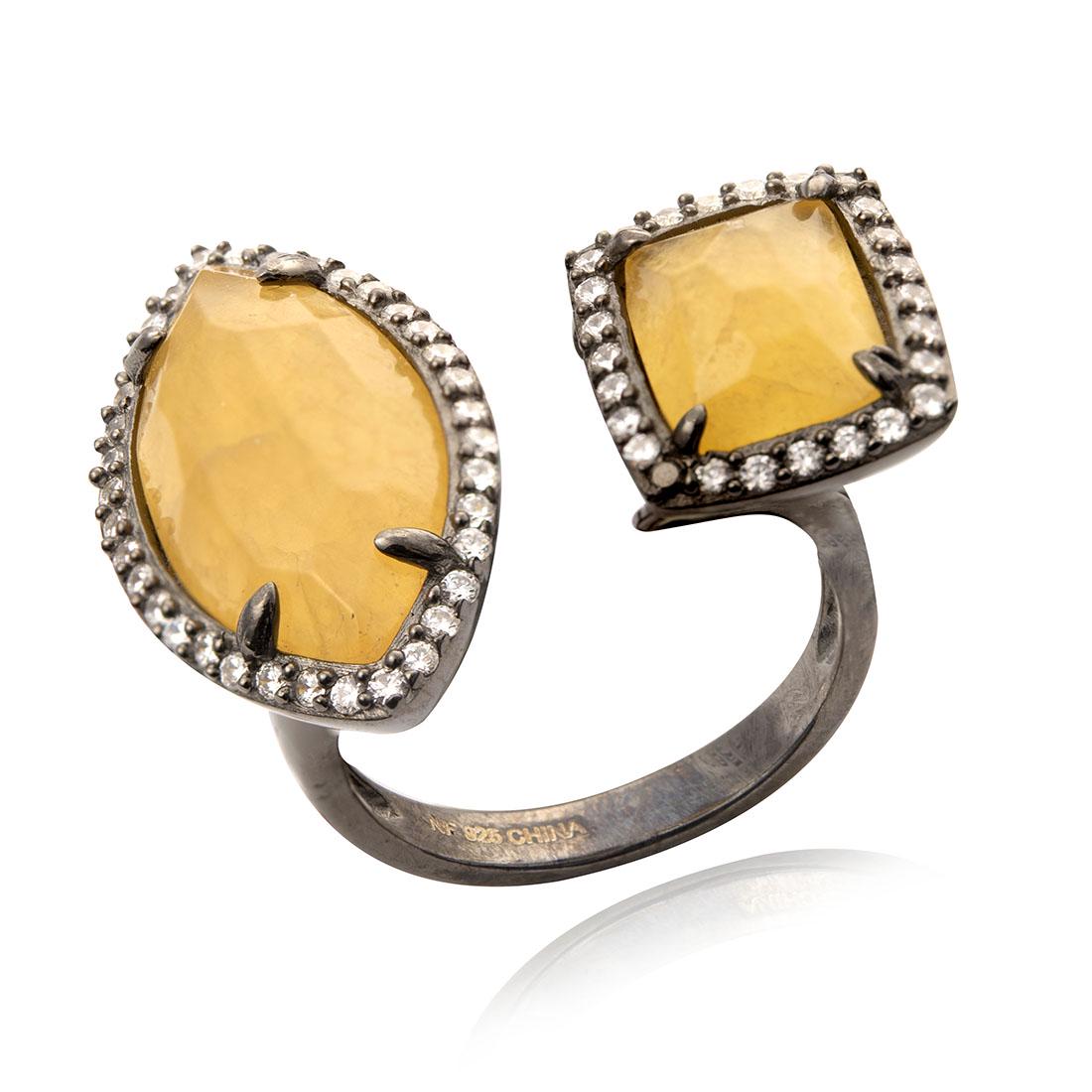 Black Rhodium Silver Calcite Split Ring SZ 7 (1 of 1)