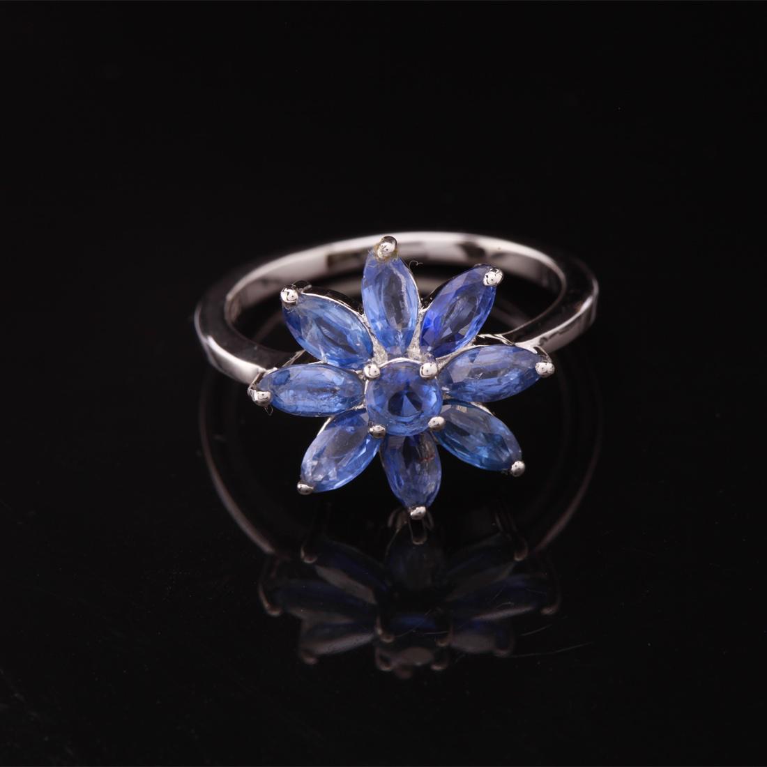 Size 8.5 Blue Kyanite Flower Sterling Silver Ring (1 of 3)