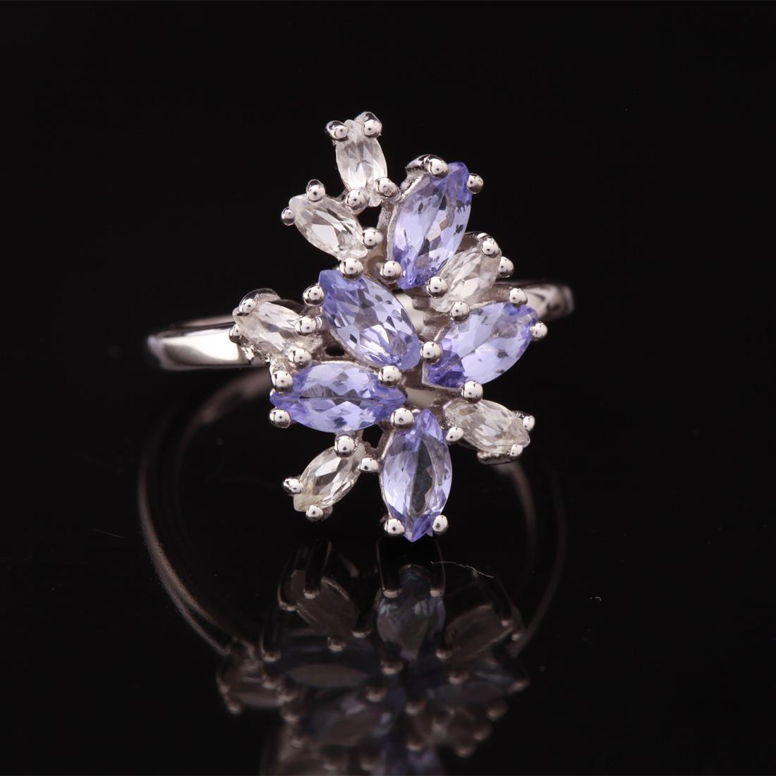 Sz8.25 Tanzanite & Wht Topaz Sterling Silver Ring (1 of 3)