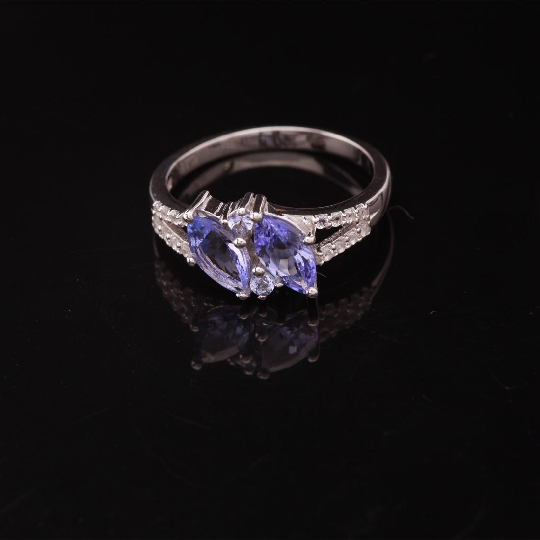 Size 9 Sterling Silver Tanzanite & Zircon Ring (1 of 3)