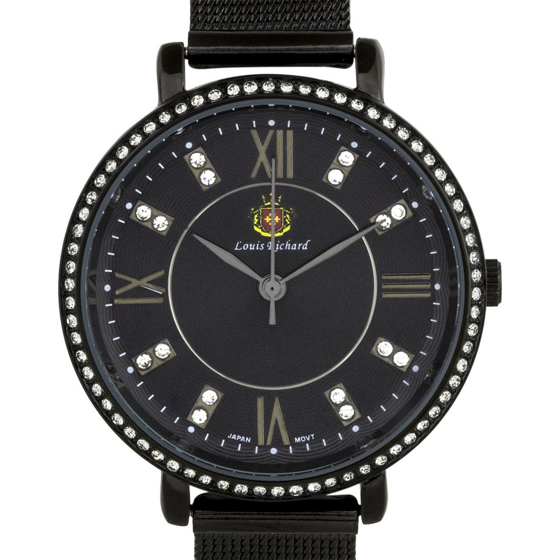 Louis Richard Luxury Mesh Band 36mm Case Watch: A multi.layered textured dial, all stainless steel case and a beautifully designed bezel w/ crystals made from Swarovski elements make the Louis Richard a very modern design ideal for pairing with the