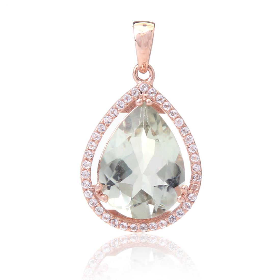 Sterling Silver Pear Shape Green Amethsyt Pendant (1 of 2)