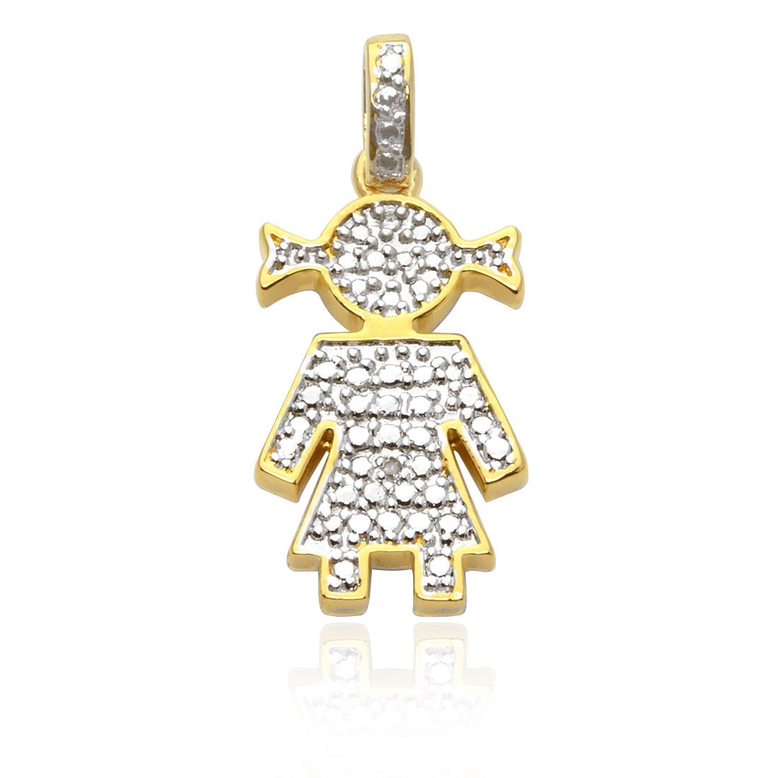 Goldtone Diamond Girl Pendant with Chain (1 of 1)