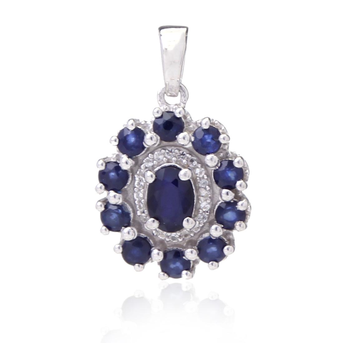 Sterling Silver  Blue Sapphire White Topaz Pendant (1 of 2)