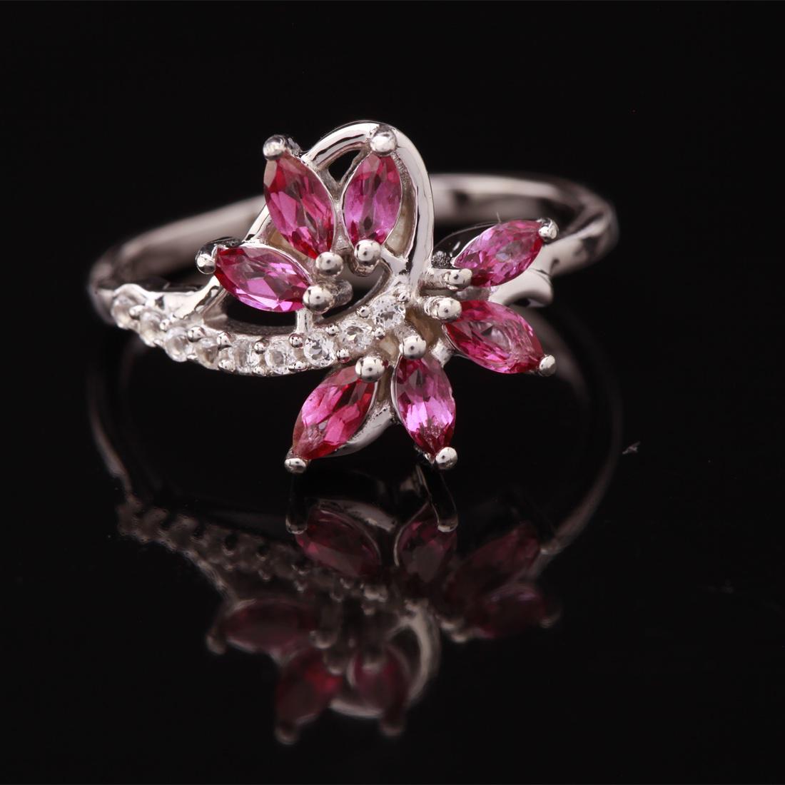 Size 6 Pink Topaz & Topaz Sterling Silver Ring (1 of 3)
