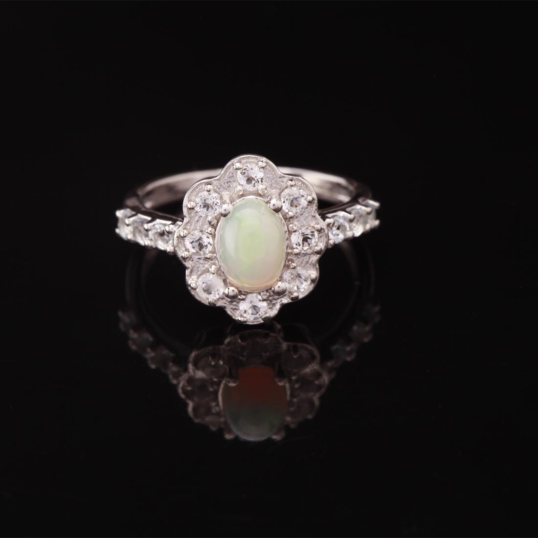 Sz 4.75 Ethiopian Opal & Topaz Sterling Slv Ring (1 of 3)