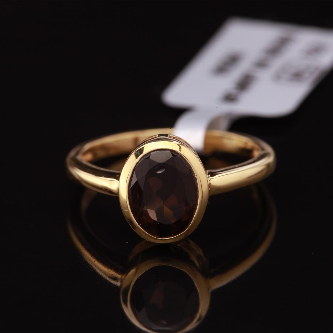 Sz 6 Gp Over Sterling Silver Bezel Set Smoky Ring (1 of 3)