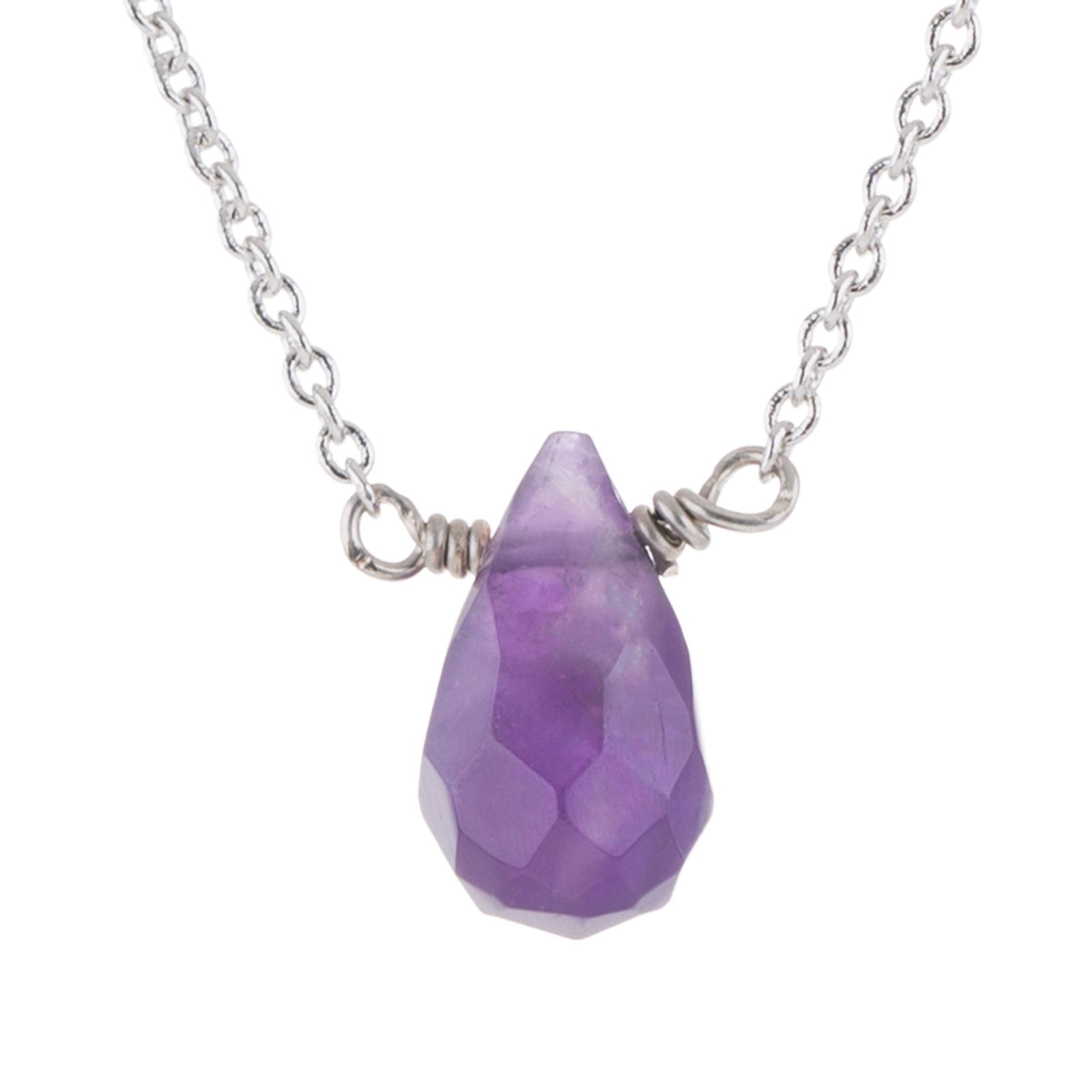 Gem Power Checkerboard Tear Drop Amethyst Necklace (1 of 1)