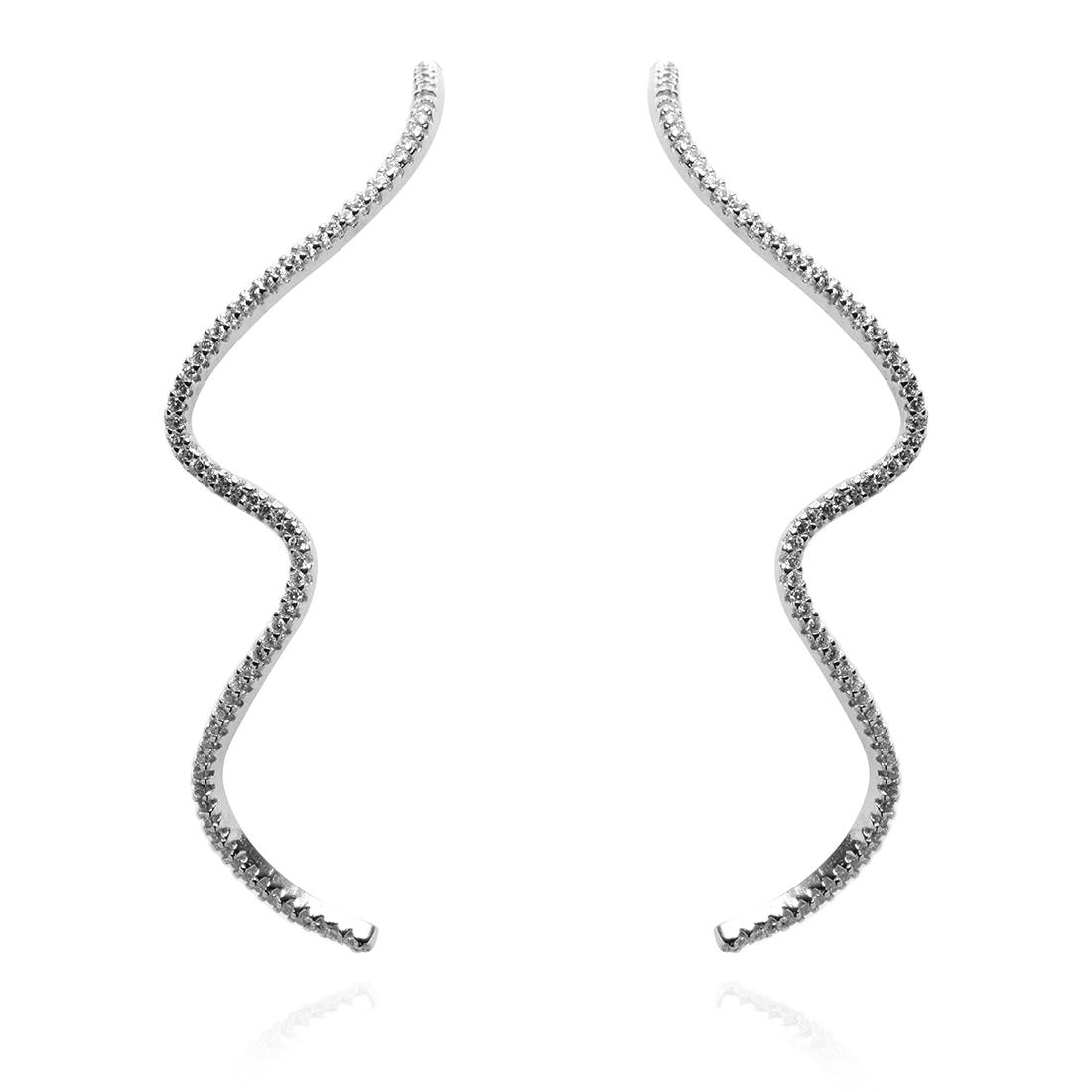 S/S Rhodium Plated Swirl Dangle Earrings (1 of 2)