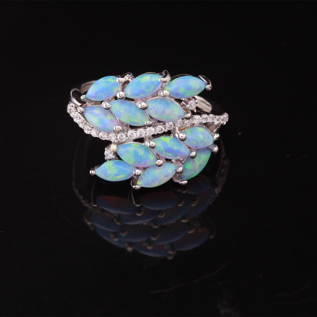 Size 8.75 Sterling Silver Syn Blue Opal & Zircon (1 of 3)