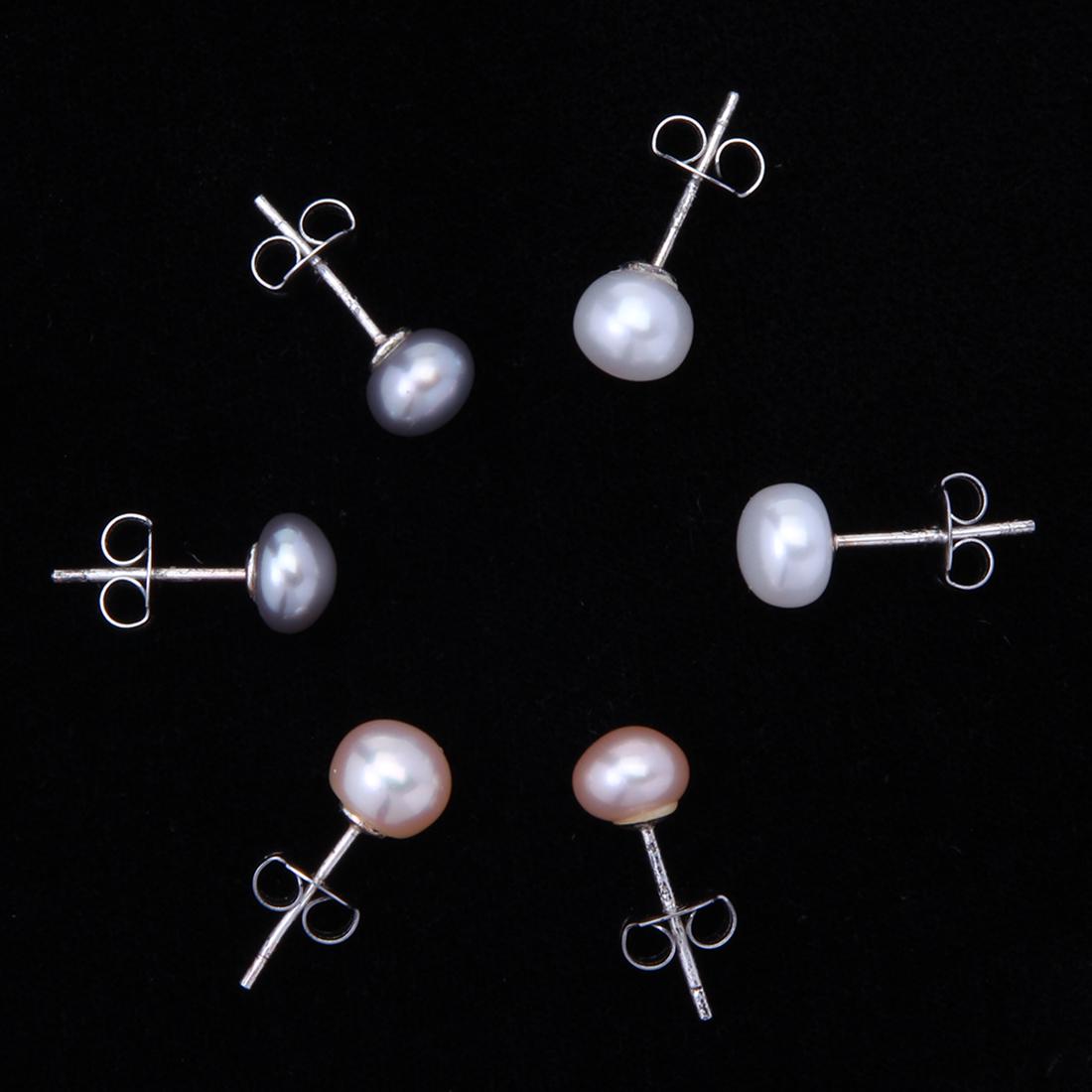 Sterling Silver Pearl Stud Earring Set of 3 (1 of 2)