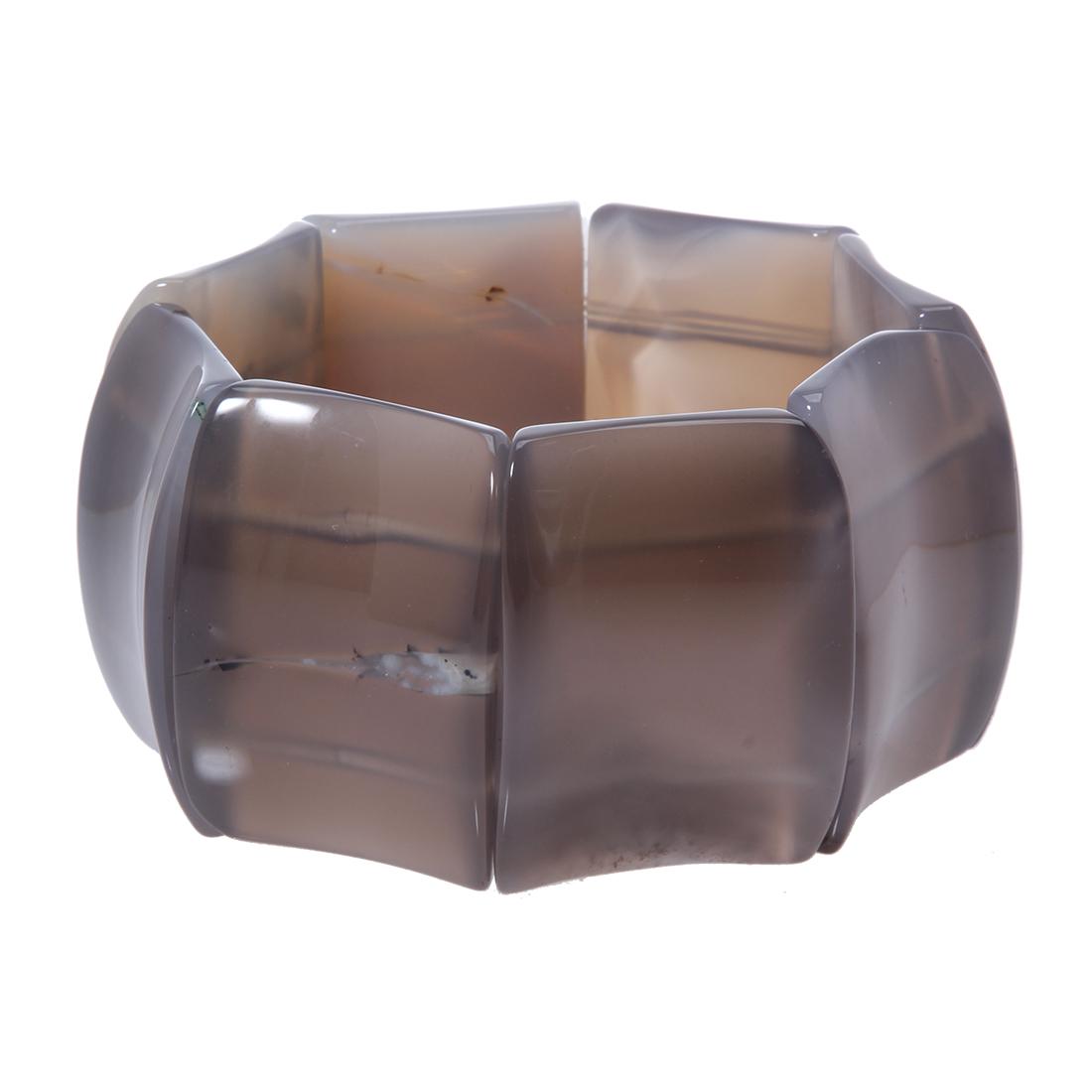 Grey Agate Wide Stretch Bracelet 7.25 Inch (1 of 1)