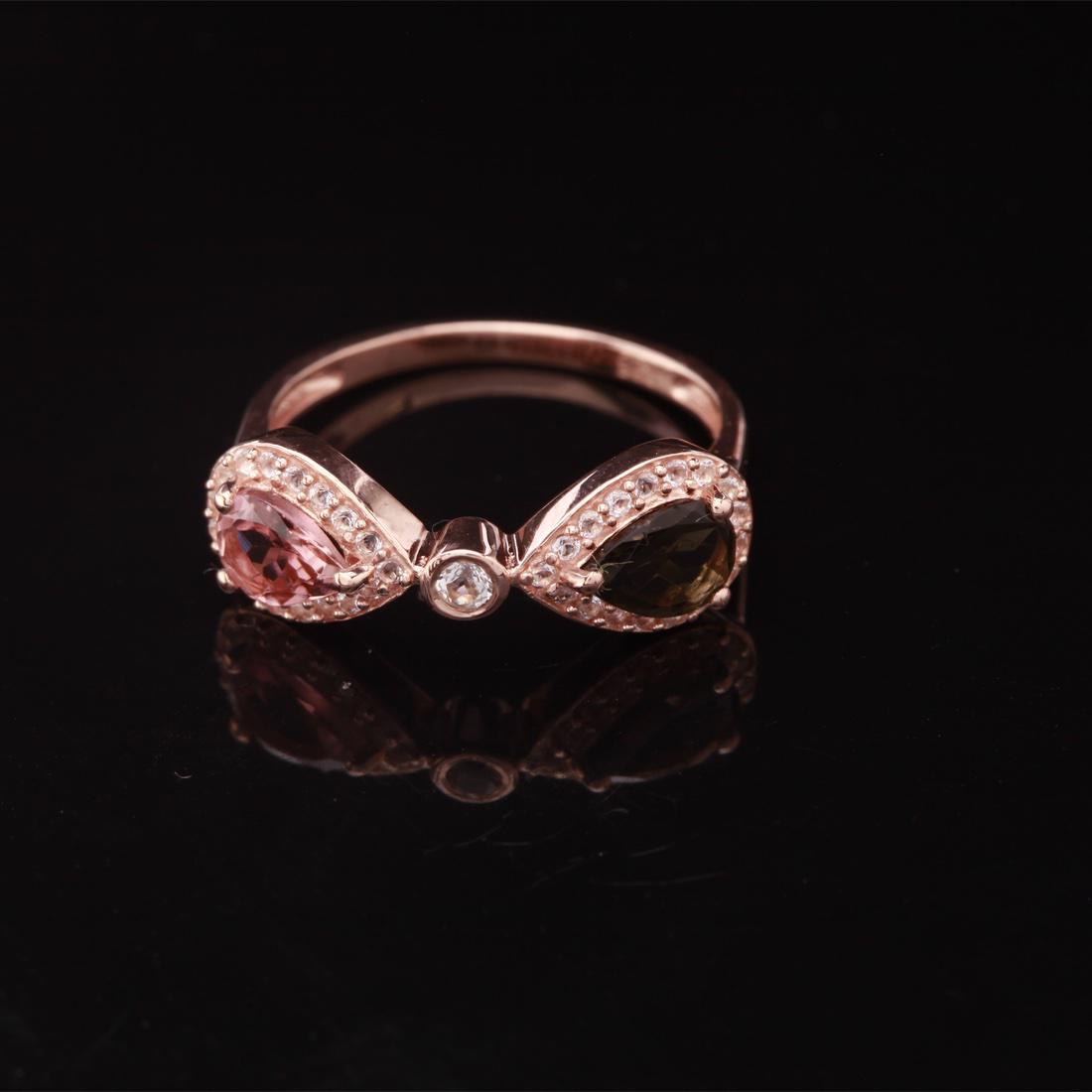 Sz 7.5 Rosegold Plated Over Silver Tourmaline Ring (1 of 3)