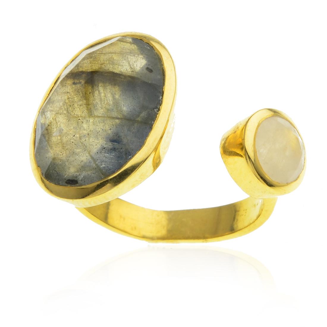 14K Sterling Labradorite & MoonStone Ring SZ 10 (1 of 1)