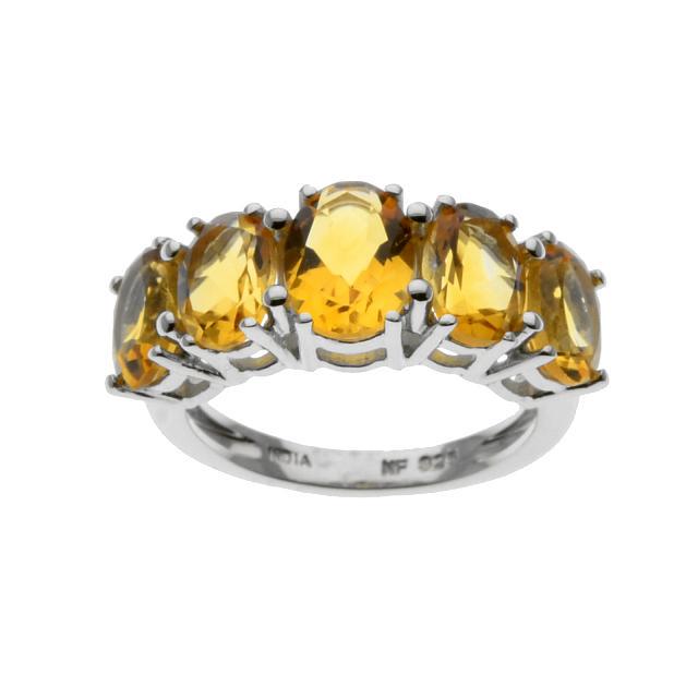 Silver 3.82ct Citrine Five-Stone Band Ring-SZ 7 (1 of 1)