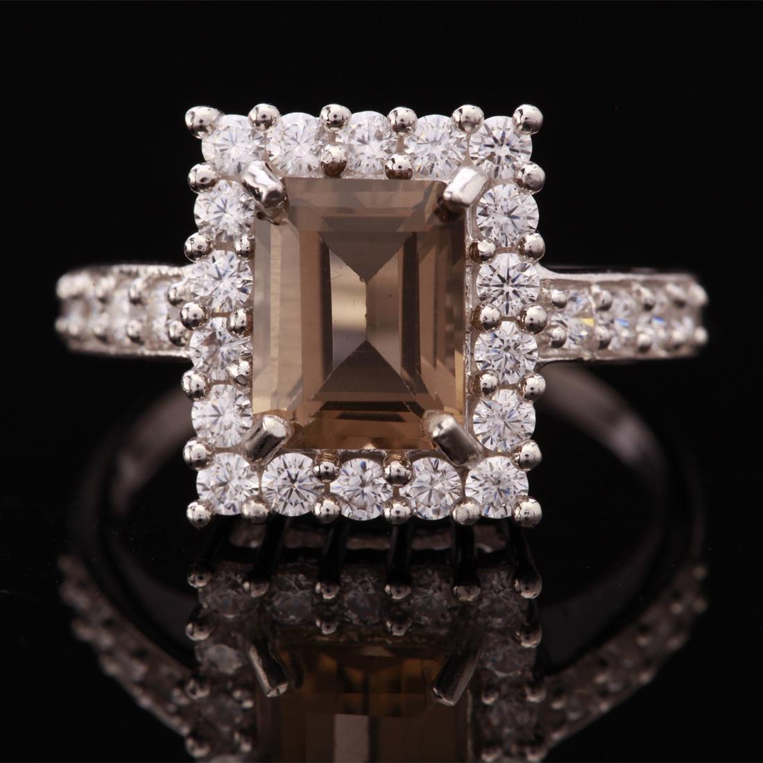 Size 9 Sterling Silver Smoky Quartz Halo Ring (1 of 2)