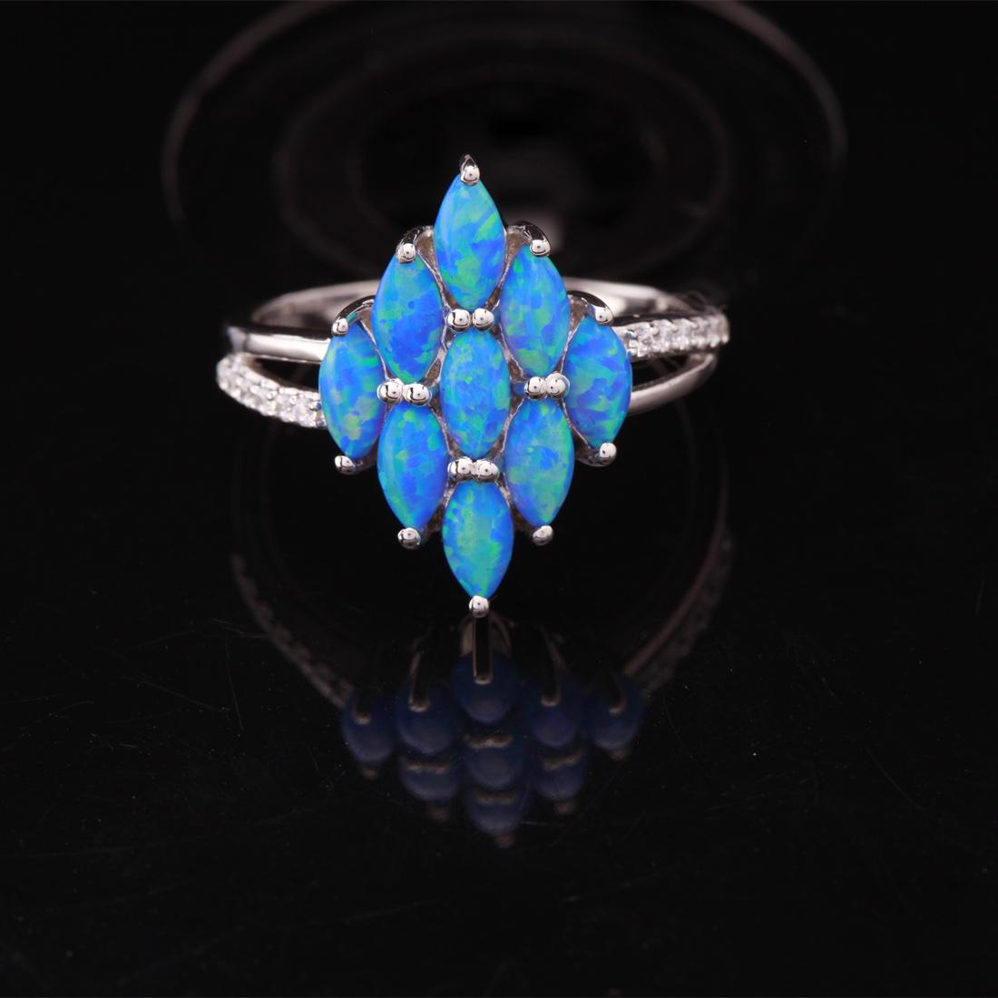 Size 9 Sterling Silver Syn Blue Opal Zircon Ring (1 of 3)