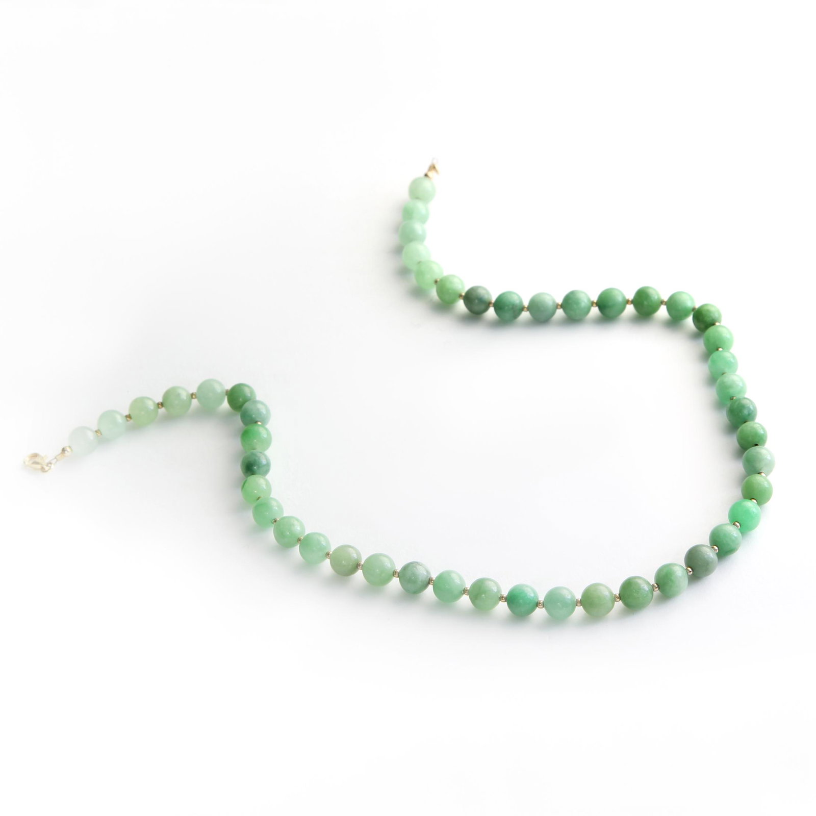 18K Gold over Silver Green Jade Necklace 18" (1 of 3)