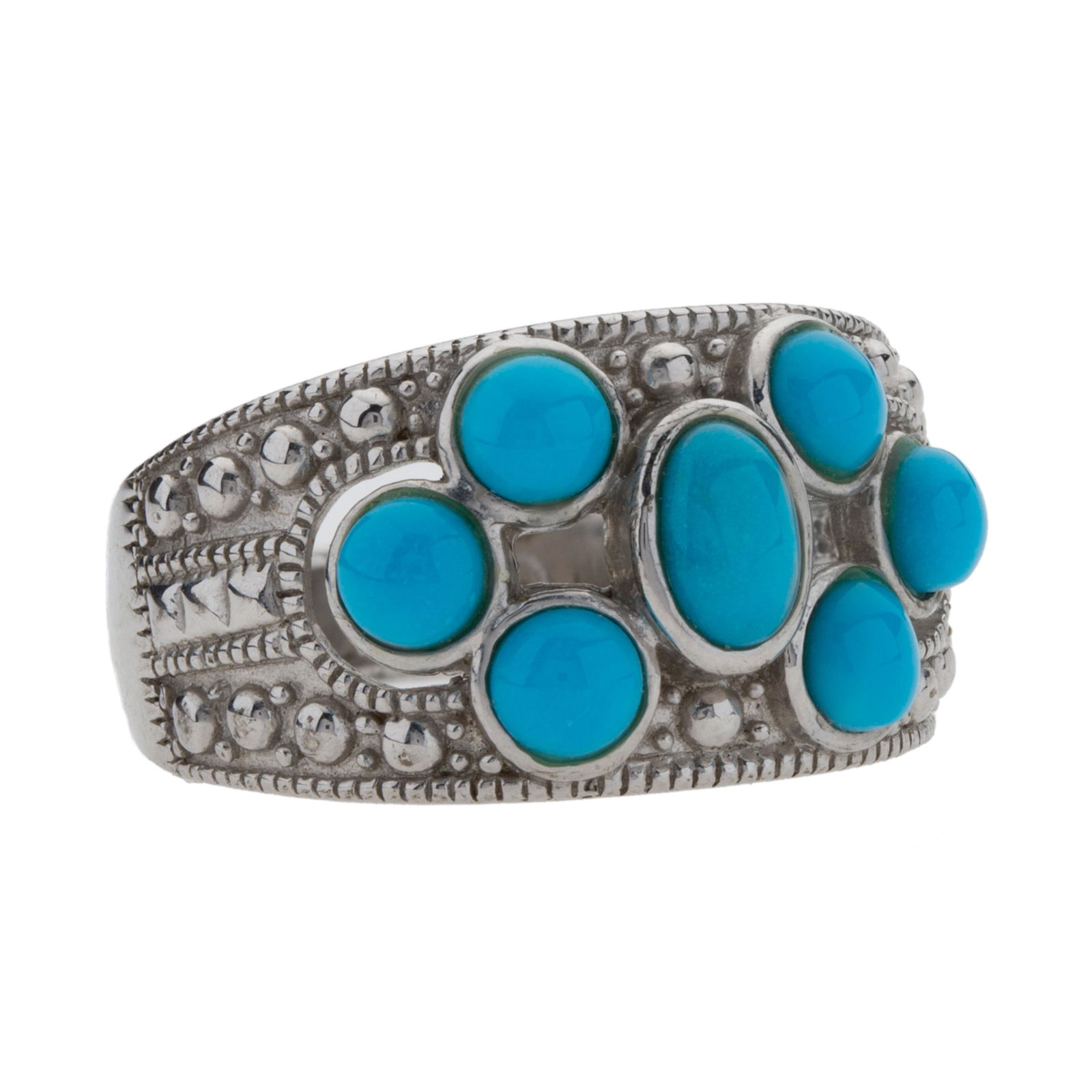 Sterling Silver Turquoise Seven-Stone Ring-SZ 8 (1 of 3)