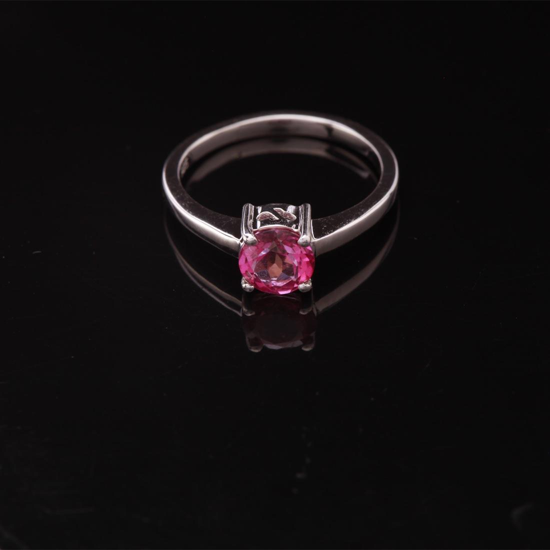 Size 6 Pink Topaz Sterling Silver Solitaire Ring (1 of 3)