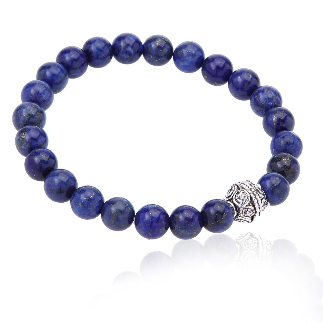 Silvertone Lapis Stretch Bracelet (1 of 2)