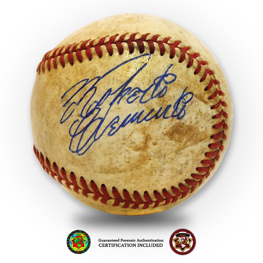 Roberto Clemente Signed Red Stitched Baseball: Roberto Clemente (August 18, 1934 – December 31, 1972). Signed Red Stiched Baseball. Roberto Clemente played with the Brooklyn Dodgers' minor league team before making his major league debut wit