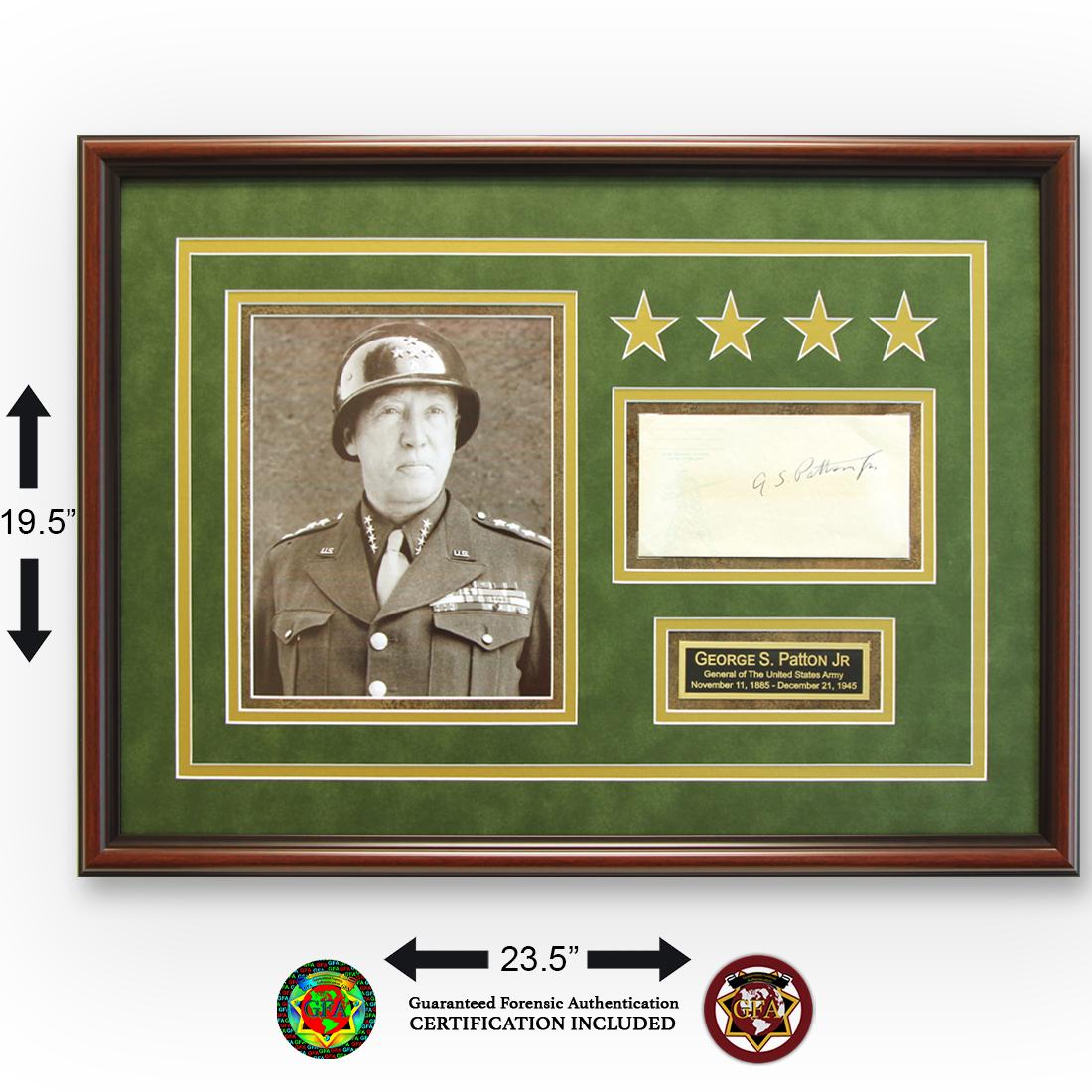 General George Patton Jr. Signed Envelope: George S. Patton Jr. (November 11, 1985 – December 21, 1945). Bold, Clear, Crisp signature of G.S. Patton Jr. across the front of the envelope. Born November 11, 1885, in San Gabriel, California