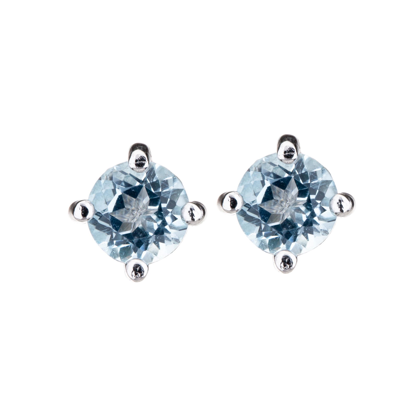 Silver Tone 5mm Round Cut Blue Topaz Stud Earrings (1 of 1)