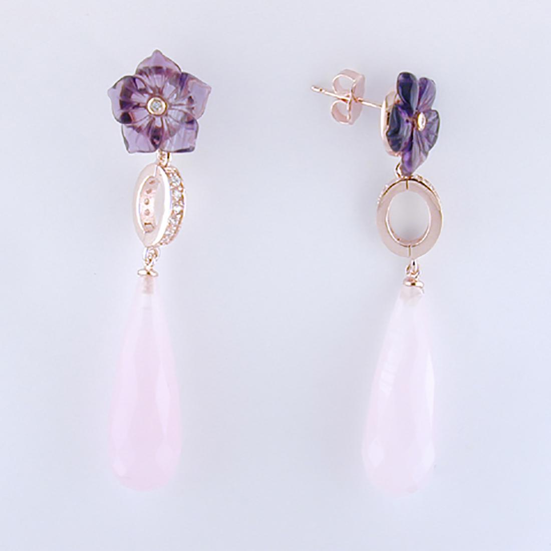 Faceted Pink Briolette Fashion Dangle Earrings (1 of 1)