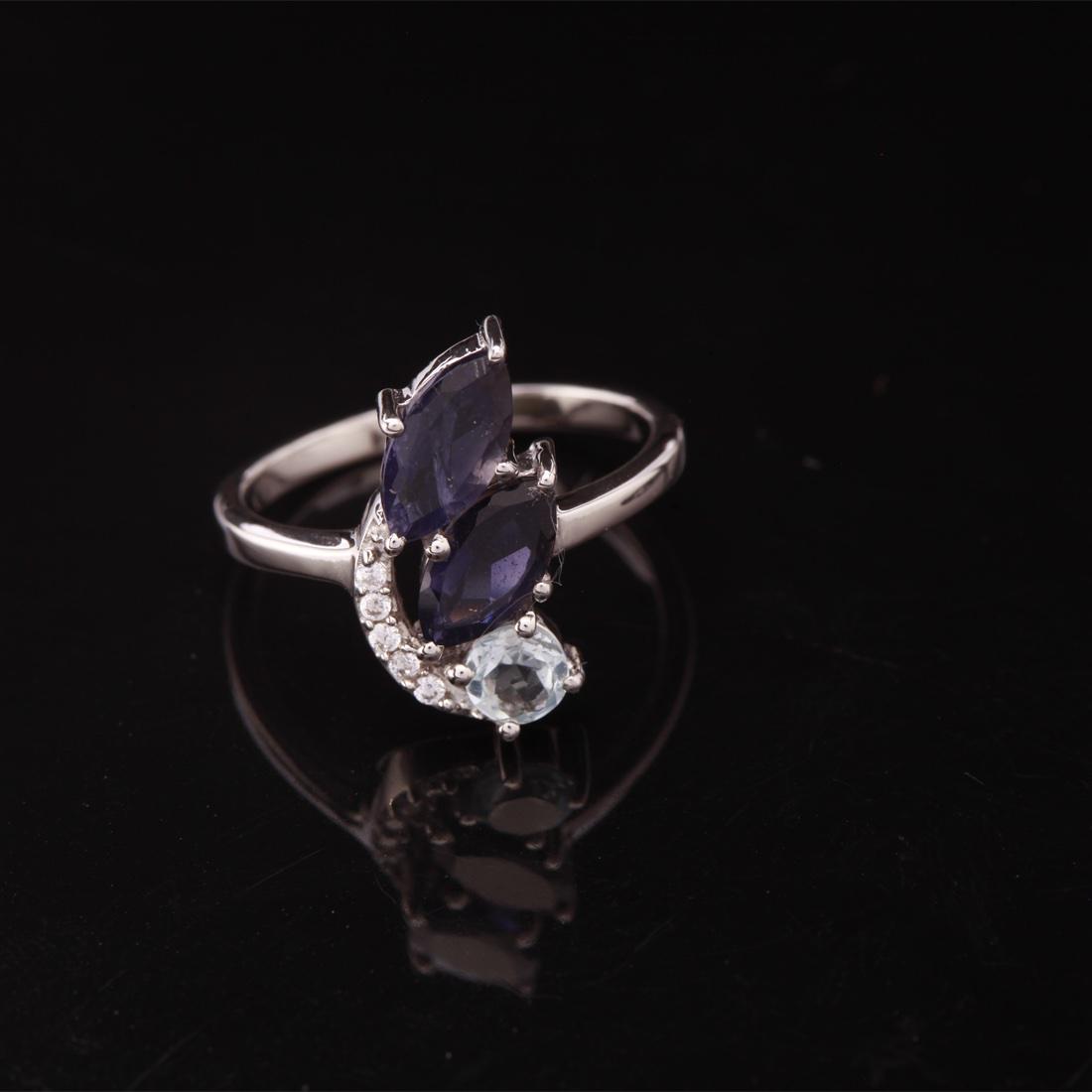 Size 8.75 Sterling Iolite & Sky Blue Topaz Ring (1 of 3)