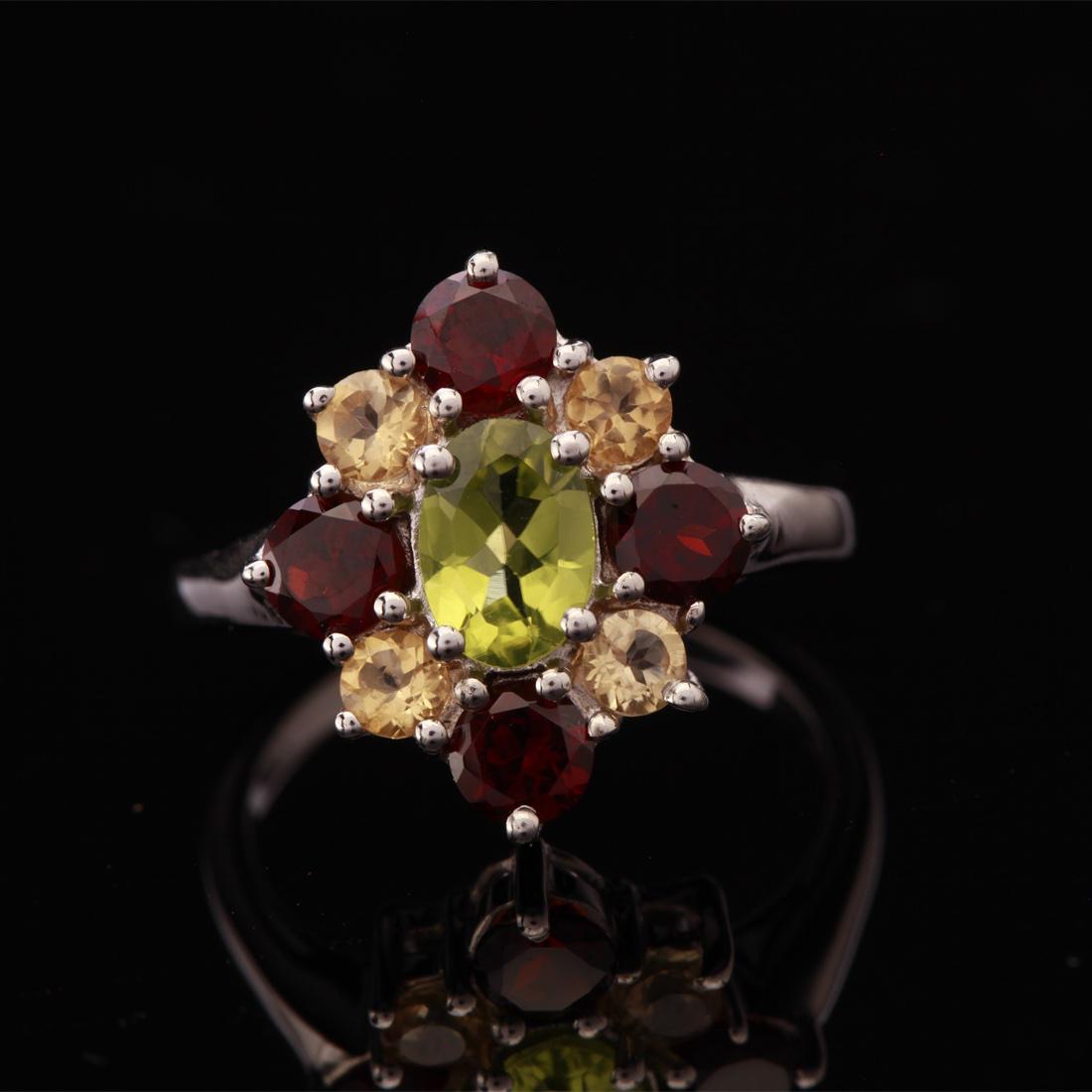 Size 10 Sterling Silver Multi Gemstone Ring (1 of 3)