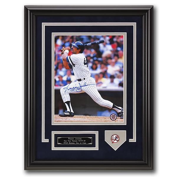 Reggie Jackson New York Yankees Framed Signed GFA: Reginald Martinez "Reggie" Jackson (born May 18, 1946) is a baseball legend who played 21 seasons in Major League Baseball for four different teams (1967–1987). He was nicknamed "Mr. October" fo