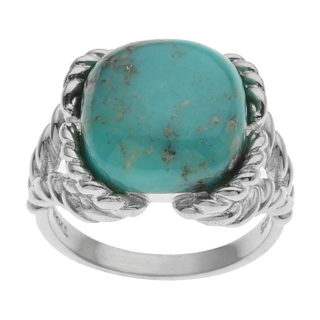 Sterling Silver Turquoise Rope Detailed Ring-SZ 8 (1 of 1)